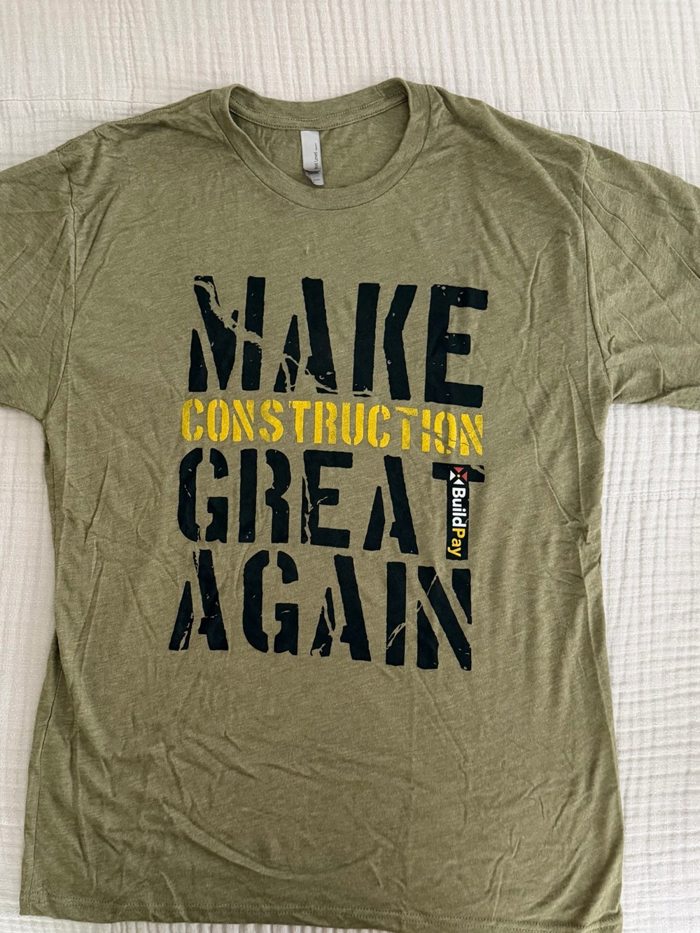 Next Level Apparel Olive Graphic 'Make Construction Great Again' Tee